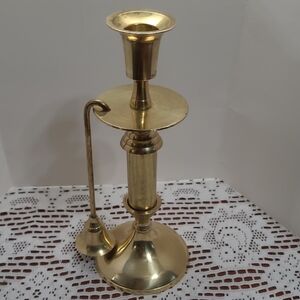 Vintage Brass Candle Holder & Snuffer Made In India